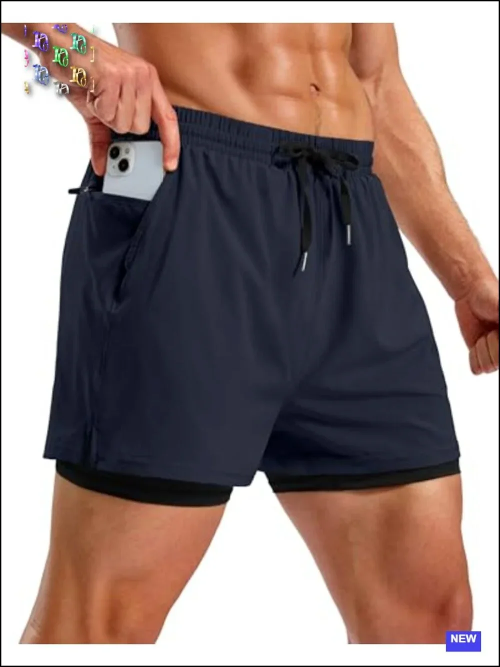 Men's 2-in-1 Running Shorts with Liner, Quick-Dry 4-Pocket Athletic Shorts